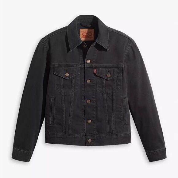 Levi’s Ex Boyfriend Trucker Denim Black Jacket Size M - Picture 4 of 11